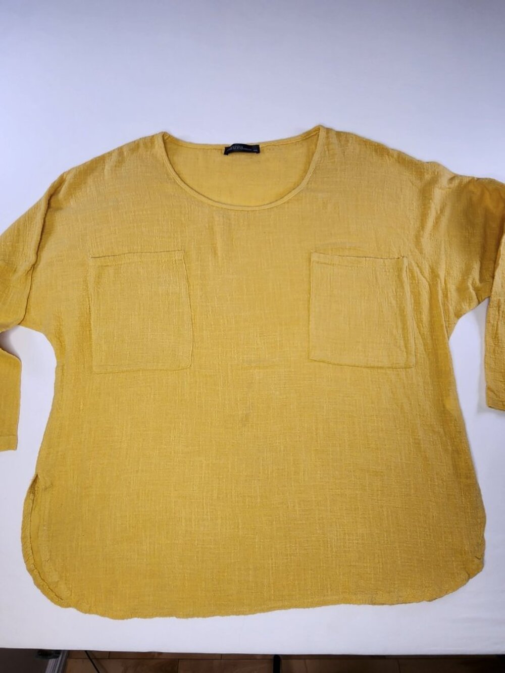 ZANZEA Boxy Pocket Top Yellow, Size 4XL Oversized Cotton Blouse - Picture 4 of 10